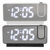 Projection Alarm Clock USB Rechargeable White Light Snooze Function Adjustable Brightness LED Mirror