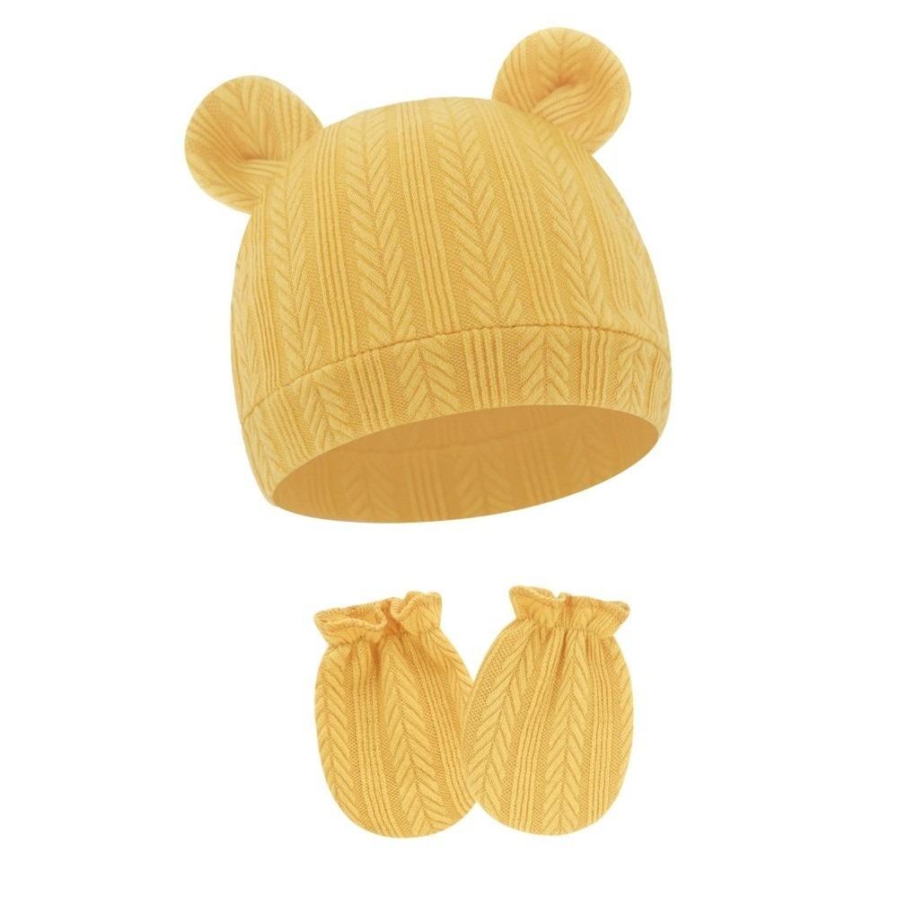 Knitted Bear Ear Earflap Hat Ear Protection Baby Hat Glove Set Fashion Children's Winter Hat  Girls
