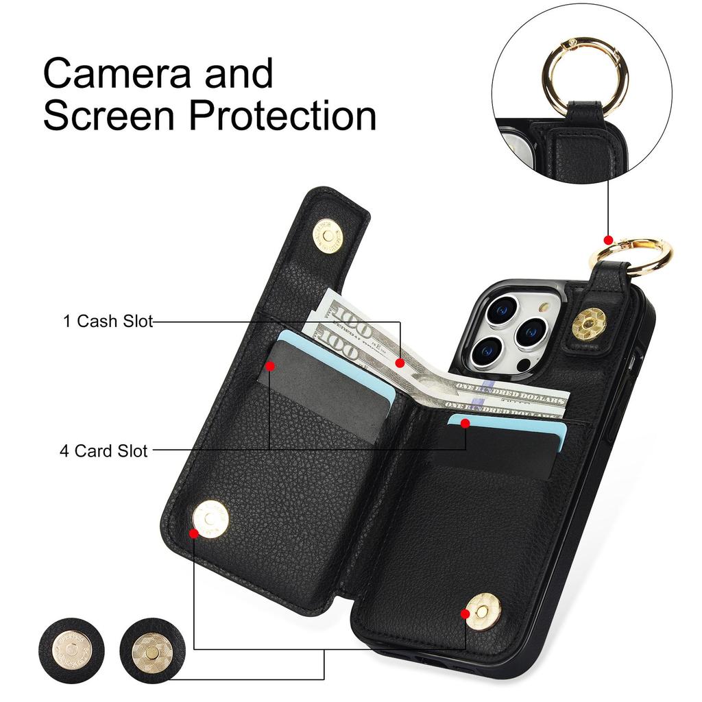 iPhone 15 Leather Case: Multifunctional Wallet & Protective Apple 14 Pro Max Case