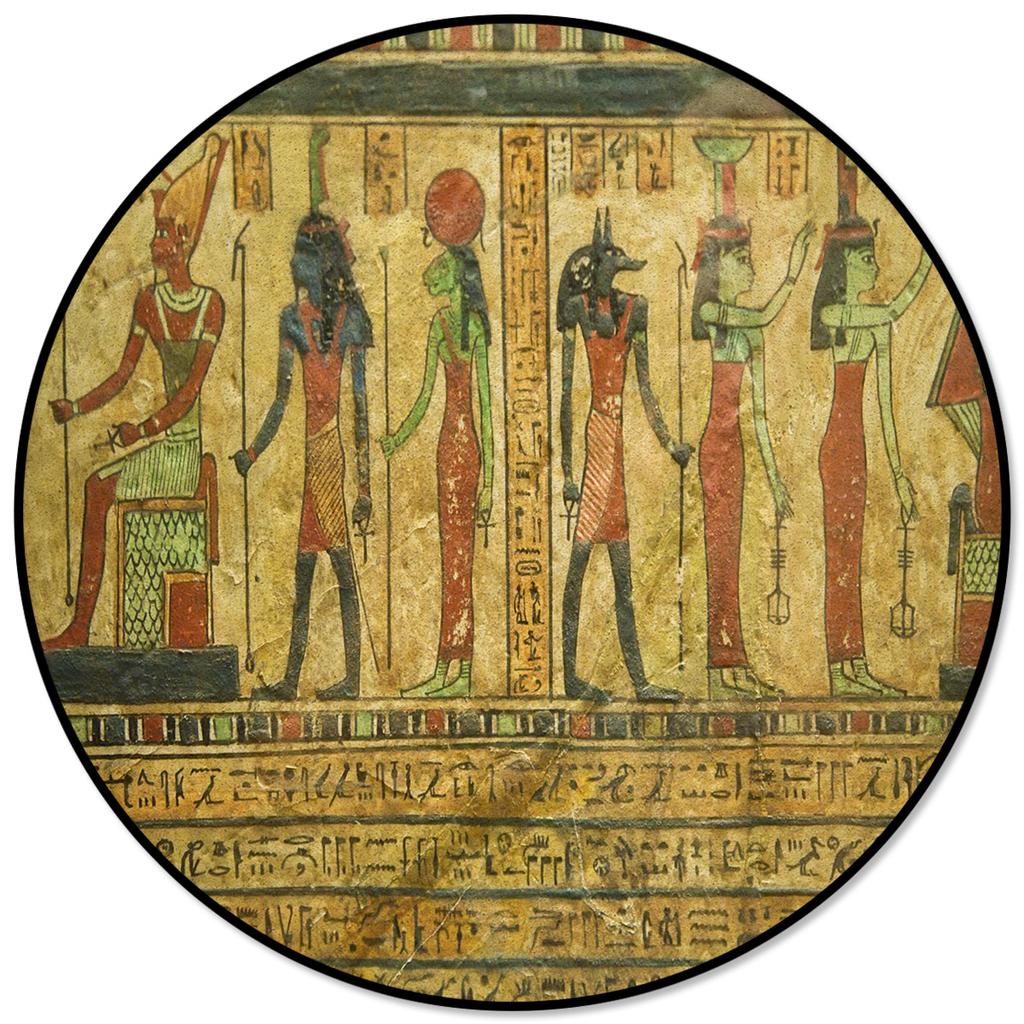 Living Room Bedroom Floor Mats Kids Room Area Rug Egyptian Character Desert Wall Vintage Print Round Rug