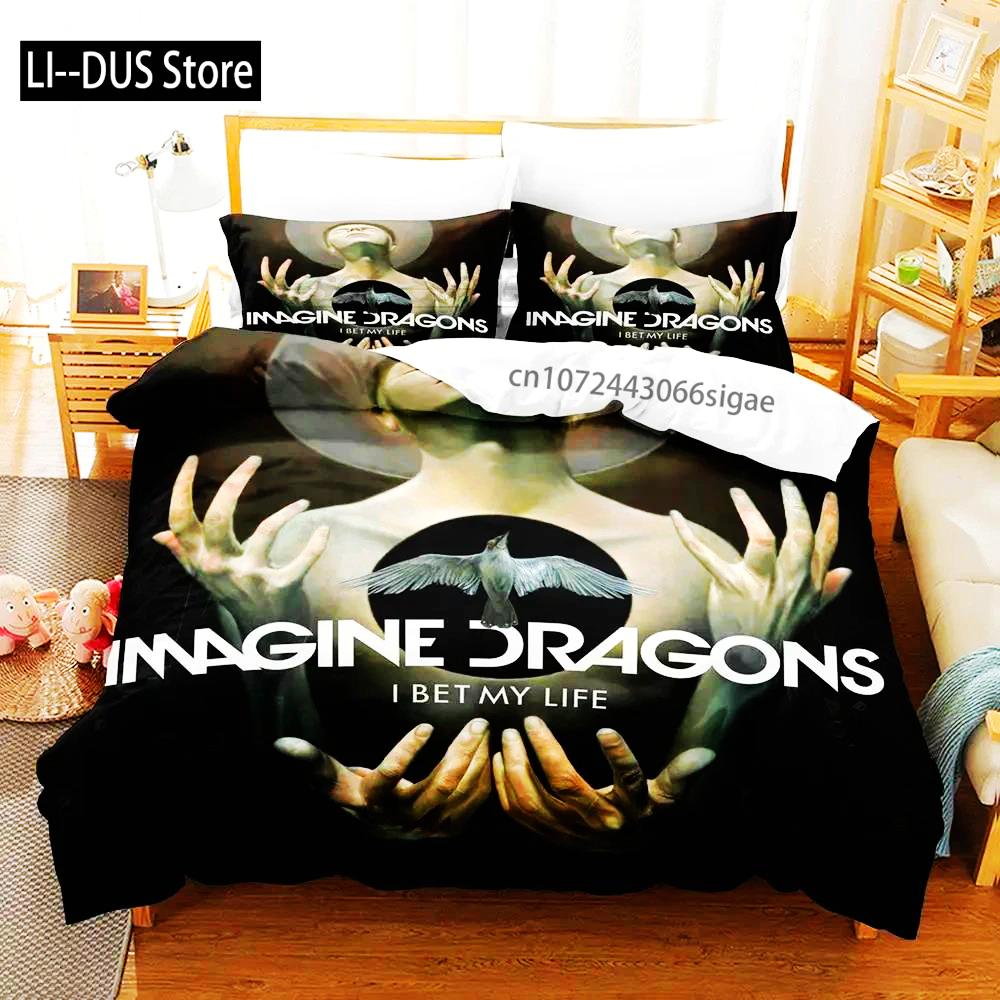 2024 Imagine Dragons Single Double 3D Printed Bedding Set For Boys Bedroom Queen King Size Quilt Cover Pillowcase
