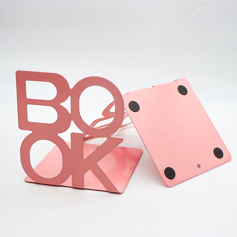 Powder Pink Letter-Shaped Metal Book Stand and Desktop Book Holder
