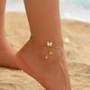 Fashion Chain Round Bead Butterfly Pendant Stainless Steel Foot Chain, Women's Personalized Creative Festival Accessories Gift