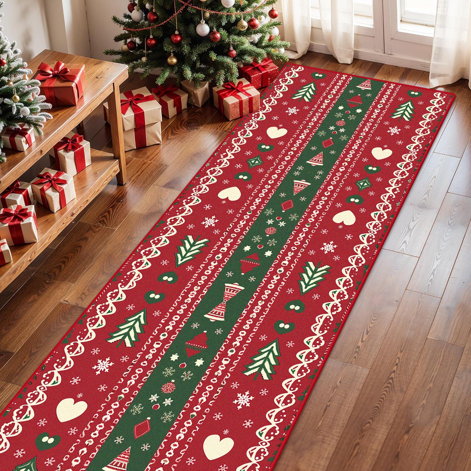 

Christmas Long Corridor Carpet Non-slip Hall Runner Carpets American Style Bedroom Decor Lobby Entrance Aisle Carpet Washable 60x200cm