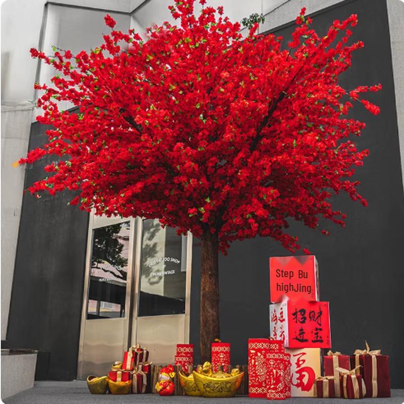 Chinese Style Red Artificial Peach Blossom Tree