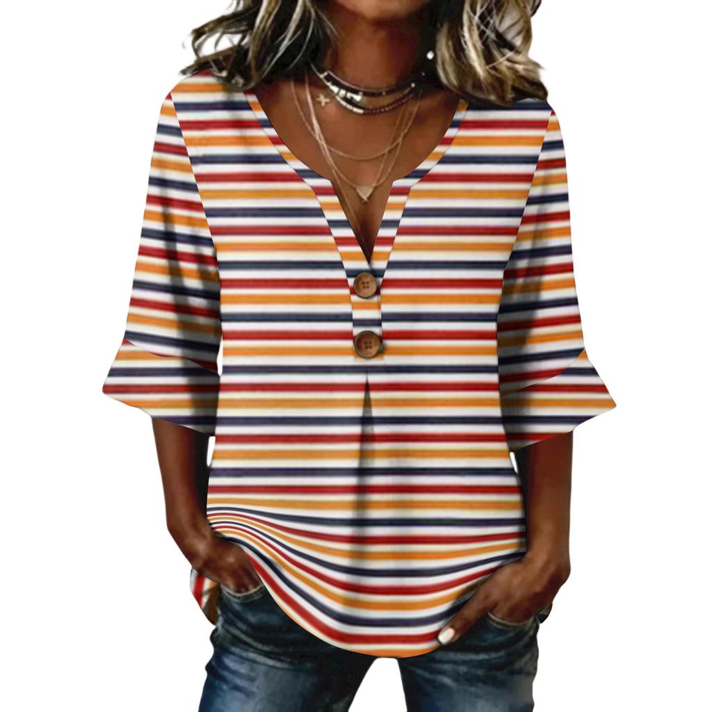 Long Sleeve Shirts for Women Womens Long Sleeve Tops Long Sleeve Tops for Women Womens Long Sleeve T Shirts Casual Striped V Neck Blouse