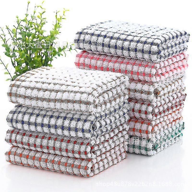Pack Of 10 Terry Tea Towel (28 X 40 Cm) - Super Soft Ring Spun Combed Cotton High Density Weave & Thick Construction Ultra Absorbent & Soft Restaur