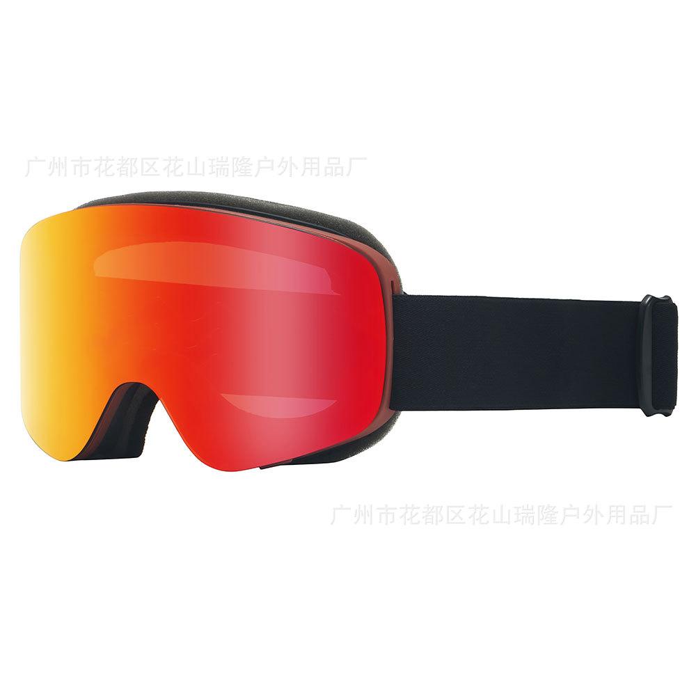 Directly supplied children s flip-up ski goggles with dual-color mold and double-layer lenses, professional outdoor mountaineering windproof goggles ярко-красный