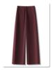 Ancola Women's Red Fleece-Lined Vintage Straight-Leg Jeans - Autumn/Winter 2024 Loose Slim-Fit Wide-Leg Pants.