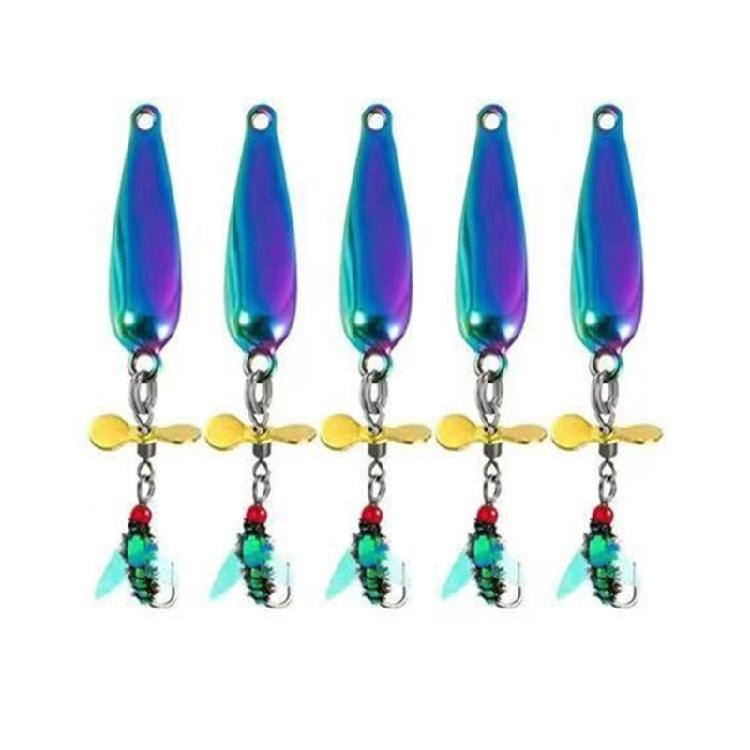 Spoon Spinner Sequins Baits Fly Fishing Baits Fishing Tackle with Propellers 5pcs Worm Fly Lures