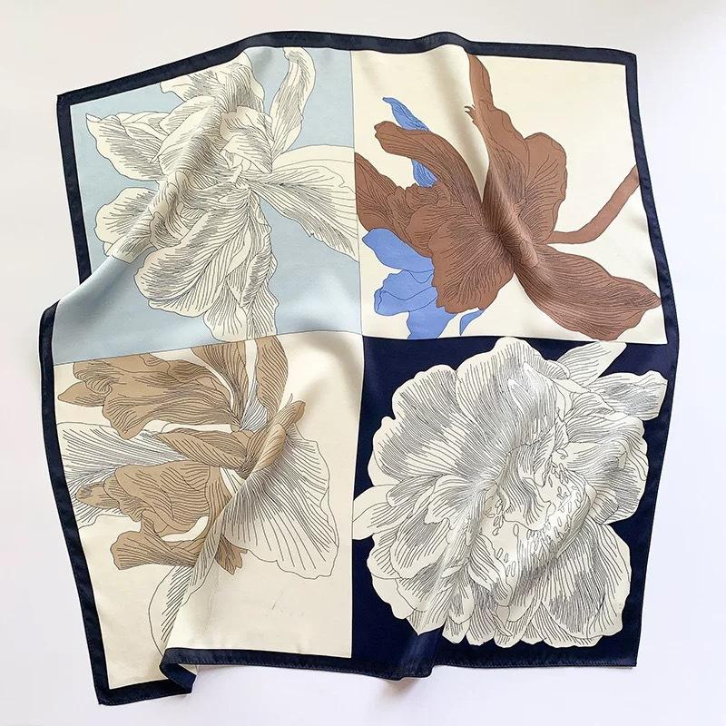 New 100% Natural Silk Scarf Square Female Fashion Beach Pashmina Bufanda Folral Women Shawl Wraps Bandana Scarves Foulard sjaal