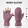 In-Stock Autumn/Winter Fingerless Fleece-Lined Windproof Flip-Top Warm Gloves