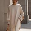 Women's Crew Neck Long Sleeve Knit Top Loose Fit Casual Solid Thick Faux Cashmere Oversized Pullover