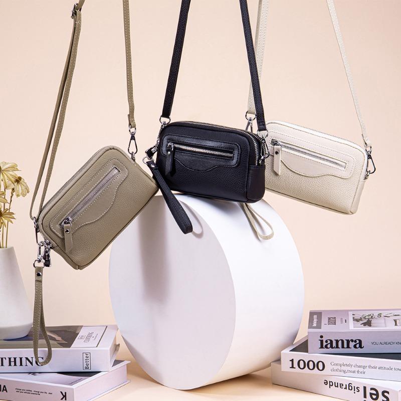 Fashion Women's Double Zipper Small Square Bag, High-end Versatile Shoulder Bag, New Simple and Lightweight Multi-functional Mobile Phone Bag
