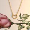 Stylish And Simple Stainless Steel Hollow Love Necklace Jewelry Women'S 18K Gold Heart-Shaped Collarbone Chain Niche High-End Sense