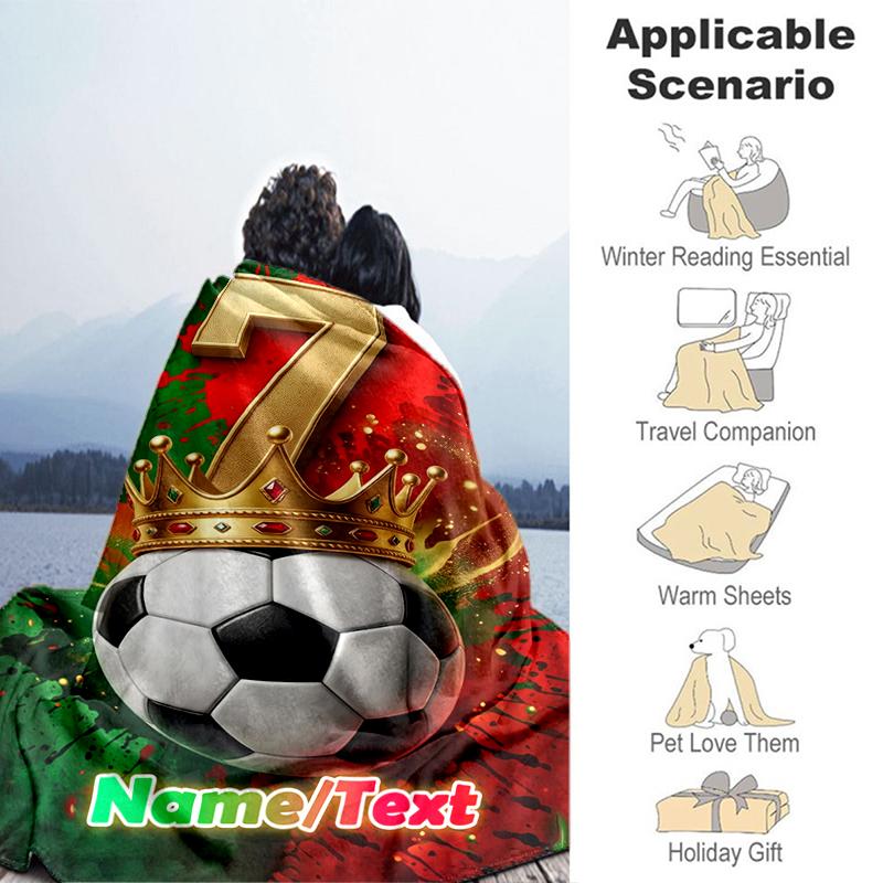 1PC Custom Name Soccer Field" outdooor Flannel blankets Throw Blanket All-Season Throw Gift Bedspread for Couch, Bed, Camping Holiday Birthday gift