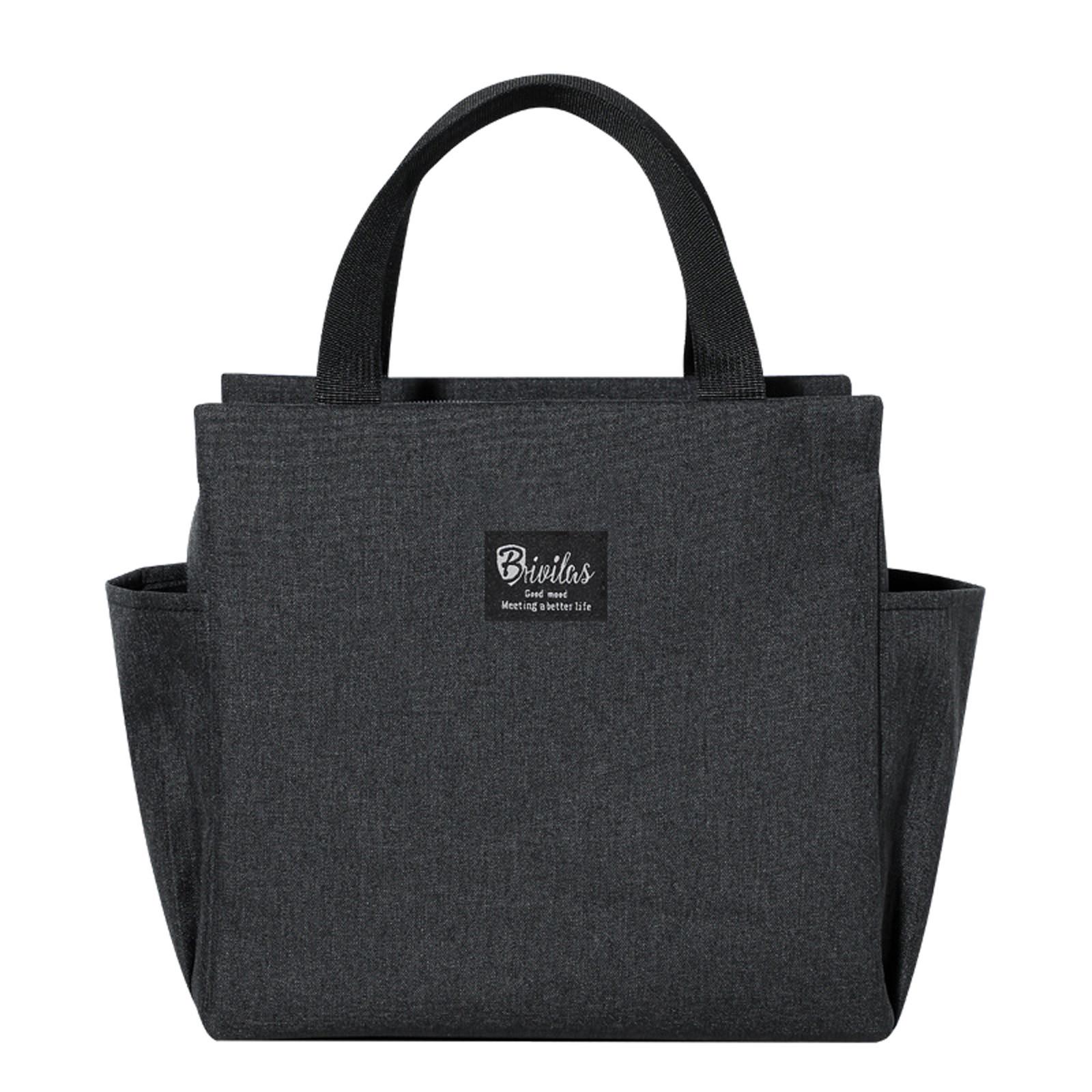 Brivilas Foldable Lunch Tote Bag Large Capacity Insulated Cooler Bag with Multiple Pockets for Work Picnic Travel Outdoor Use One Size чёрный