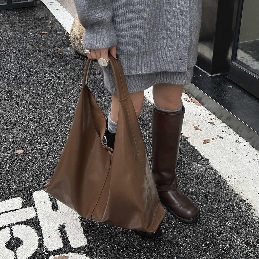 Leather Bag East Gate Oil Wax Leather Tote Bag Large Capacity Shoulder Bag Commuter Simple Design Women's Bag