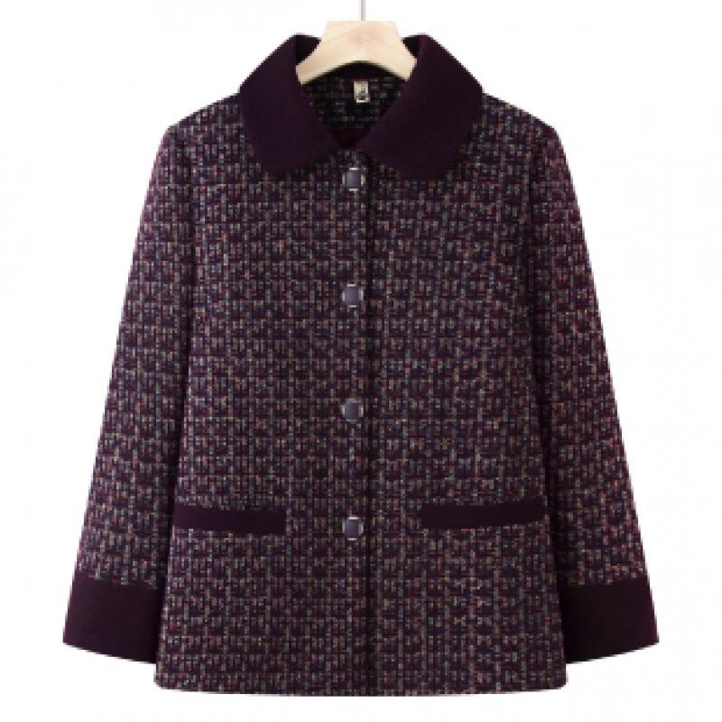 

Шерстяное пальто лацкан топ пожилая женщина повседневная шерстяная одежда женщины 5XL [recommended 150-80kg] фиолетовый