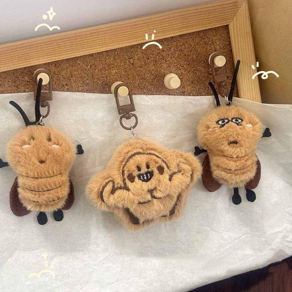 Stuffed Animal Cockroach Plush Keychain Bag Charm Plush Insect Toy Key Decoration
