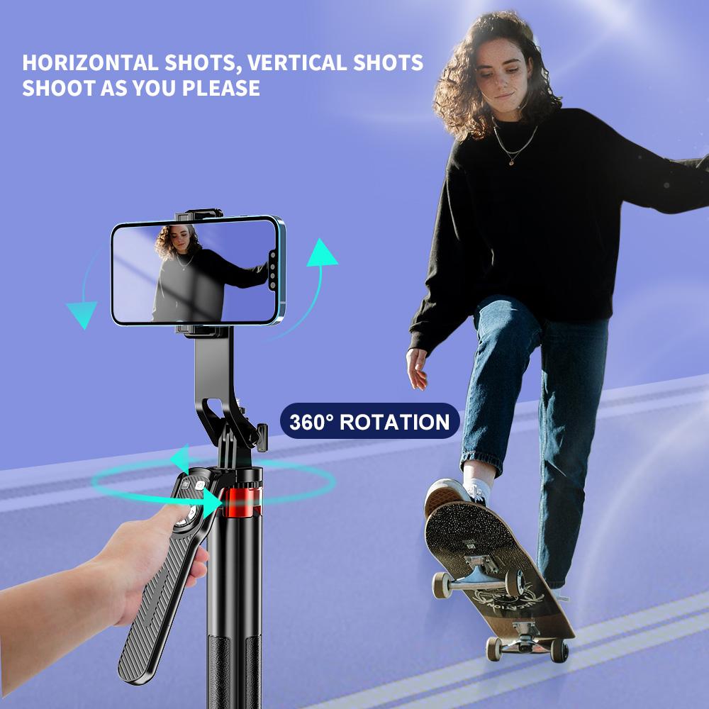 1.8M Quad‑Axis Stabilizer Selfie Stick Tripod, 360° Gimbal Phone Holder with Wireless Remote for Vlog Outdoor Shooting