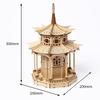 3D Wooden Puzzle Chinese Traditional Building Octagonal Pavilion DIY Assembly Kits Model Desktop Game Toys for Children Adults
