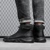 Men's Boots Black Genuine Leather Business Short Boots New Winter  British Fashion Plush Flat Shoes Trend Casual Shoes Soft