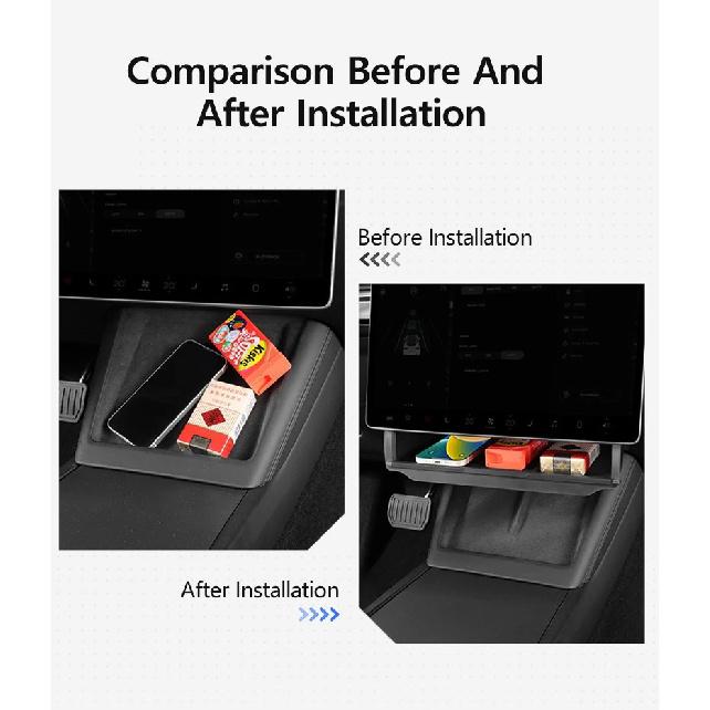 Under-Screen Storage Box For Tesla Model 3 Highland Hidden Fold Able Storage Box Car Storage Modification Parts Interior Design