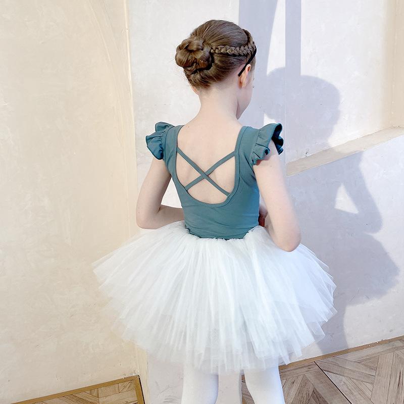 Girl Ballet Tutu Dress Professional Kids Gymnastics Dance Ruffles Long Short Sleeve Leotard Practice Ballet Costume Ballerina