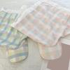 Simple Plaids Head Wrap Hat for Women Soft Lace Trims Headscarf Hat for Female Teens Daily Wear and Social Gatherings