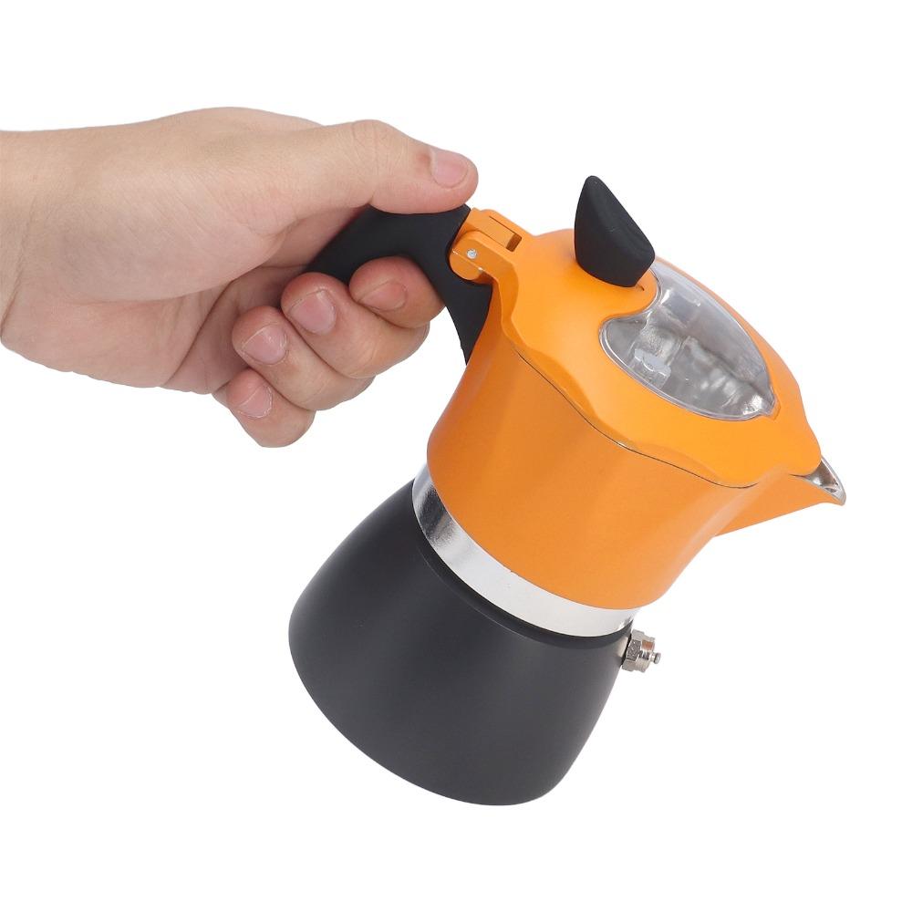 Aluminum Italian Coffee Maker Visible Flip Glass Lid Stovetop Espresso Maker Moka Pot Camp Use
