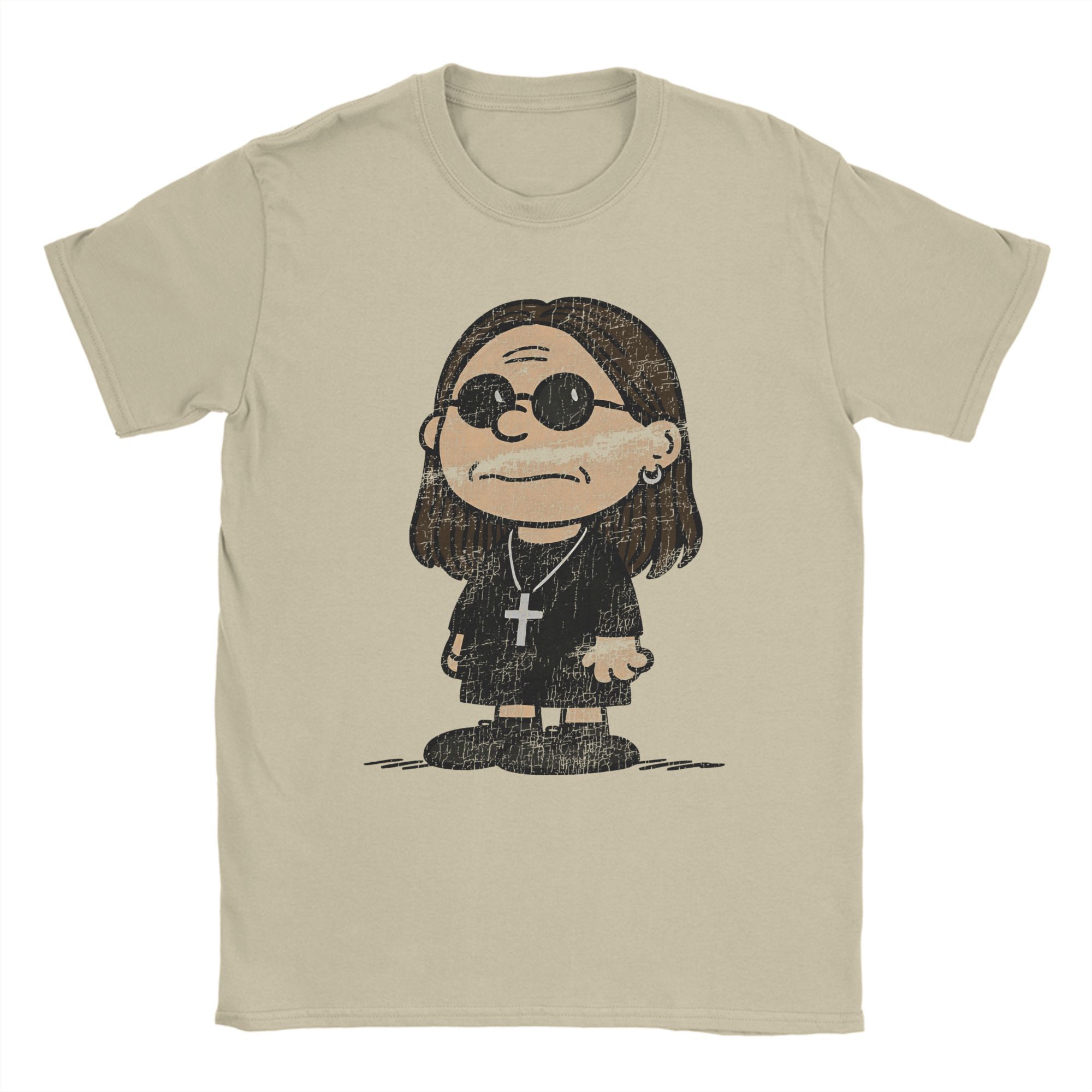 Men T-Shirt Ozzy Osbourne and Charlie Brown Inspired Novelty Cotton Tee Shirt Short Sleeve T Shirts Round Neck Tops Gift Idea S разноцветный