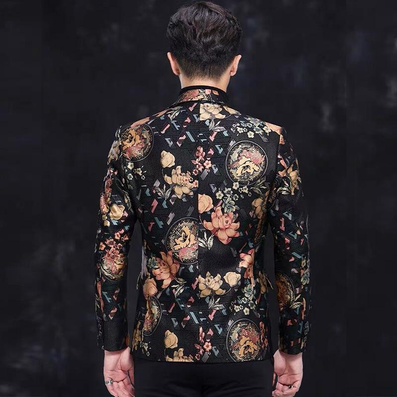 New Genuine Leather Suit Men's Suit Coat Sheepskin Printed Single Leather Suit Spring and Autumn Fashion