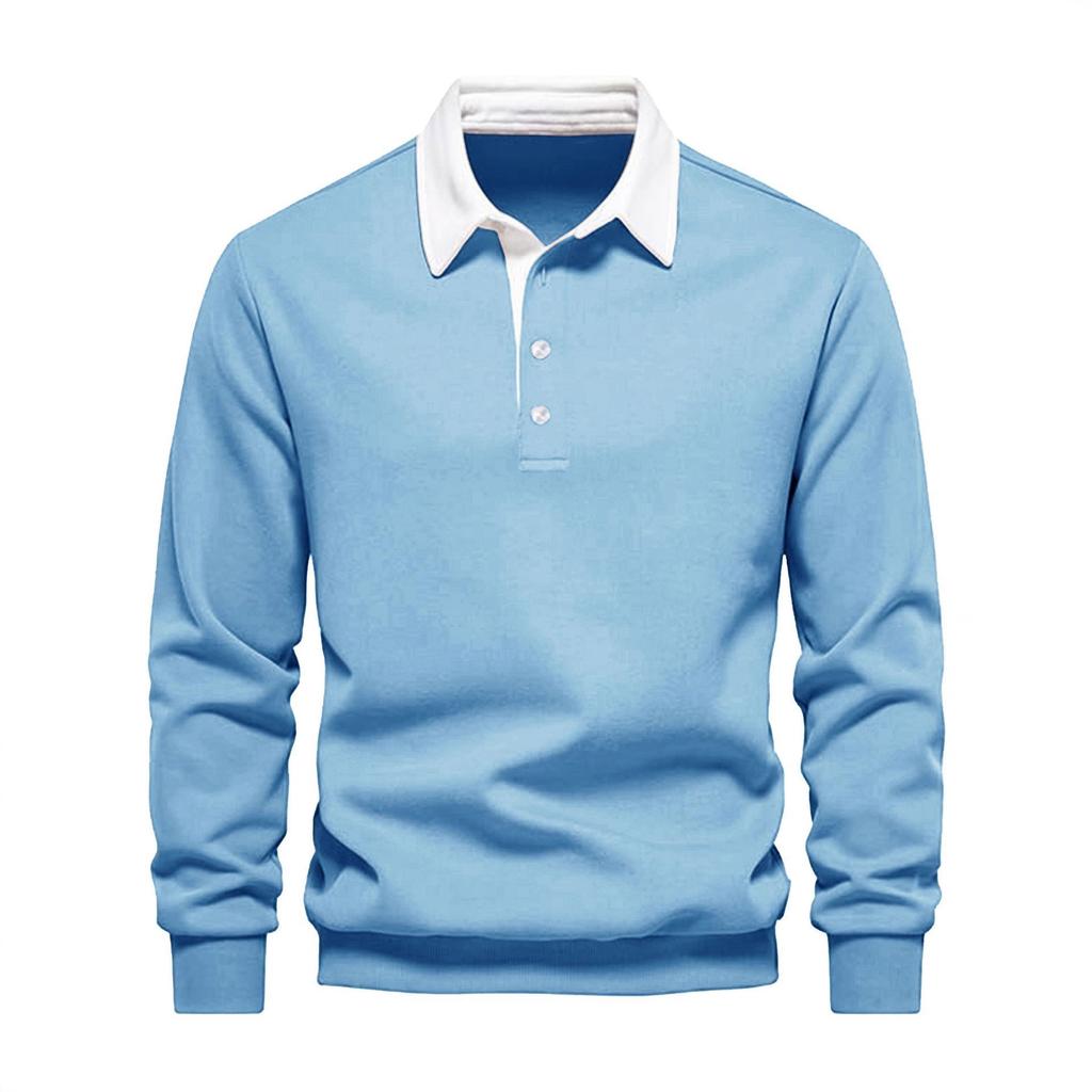 New Autumn Long-sleeved Polo Collar Sweatshirt Long-sleeved Trendy Versatile Casual Men's Clothing