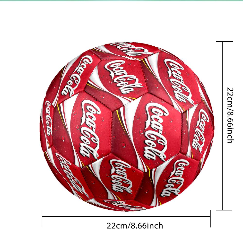 Coca-cola Artwork Design Soccer Ball Size 5 Soccer Ball, Machine-stitched, Durable, Suitable for Training and Matches Fan Gift