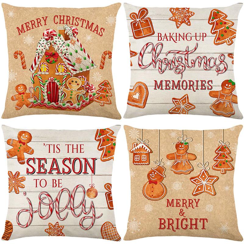 New Christmas Gingerbread Cushion Cover Gingerbread Baked Living Room Seat Decoration Cushion Cover Bedside Cushion