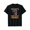 Europese Maat Wat is het leven zonder doelen Kleurrijke Tekst Voetbal Zwart Ronde Hals T-shirt Dezelfde Stijl voor Mannen Zomer Korte Mouw Bedrukt T-shirt