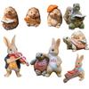 Resin Animal Garden Statue Cartoon Bunny Turtle Hedgehog Figurine for Fairy Garden Yard Lawn Indoor Outdoor Decor