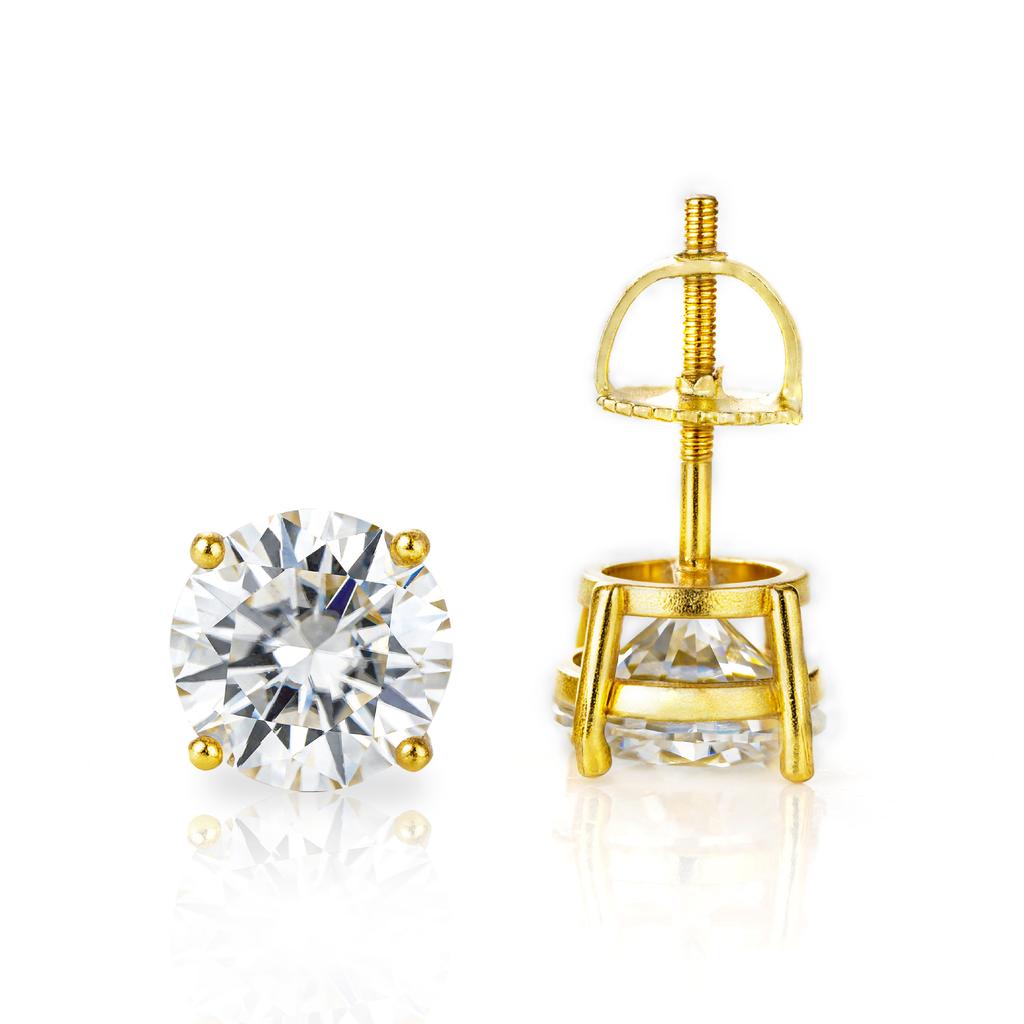 S111 Silver Moissanite Earrings Men's and Women's Same Classic Four-claw Round Single Diamond Daily Versatile Earrings Jewelry Accessories