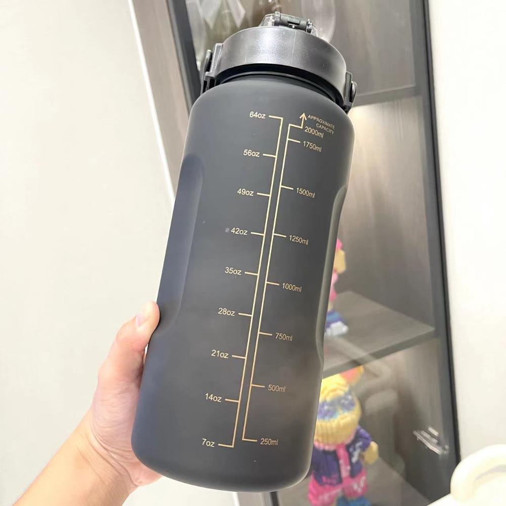 3Pcs Set Large Capacity Gradient Color Sport Water Bottle Plastic Leakproof Gym Straw Cup with Time Marker Water Cup Outdoor