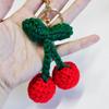 Hand-knitted Big Cherry Knit Keychain Key Holder Bag Decoration Ring