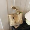 Große strohgewebte Tragetasche im französischen Stil für Damen, lässige Strandtasche, Umhängetasche