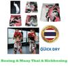 Shorts de Treino Retro Chinês Pavão Onda Muay Thai Kickboxing Estampa Artes Marciais Boxer Unissex Homens Mulheres Criança Luta Fitness Esporte Academia Treino
