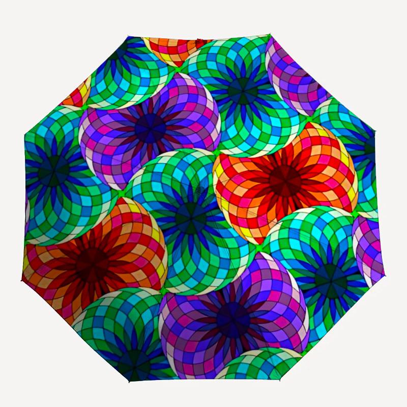 

1pc Colorful Kaleidoscope Pattern Umbrella - Portable Home Essential, Durable Iron Frame with Rod Structure, Fashion Lovers yy250910087