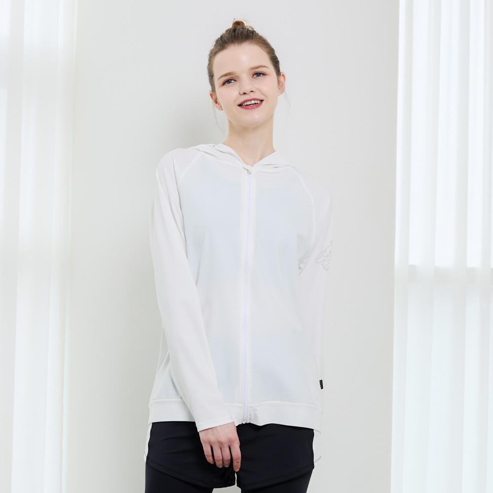 Beijigelleu Unisex Loose Fit Zip-Up Rash Guard White Bem-X918H