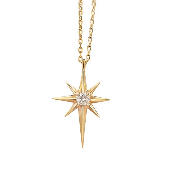Mini Eight-Pointed Star Necklace for Women Rhinestone Star Pendant Necklace золотистый