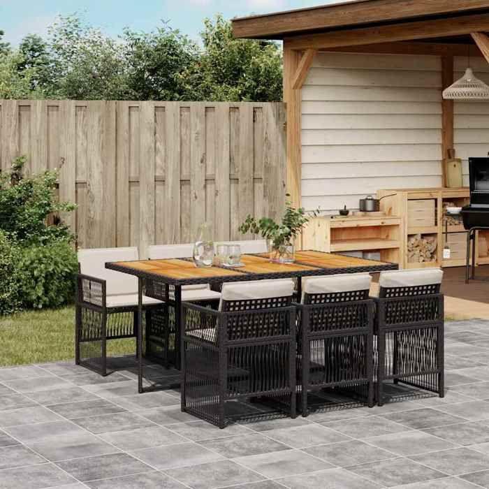 VidaXL Ensemble à Manger de Jardin avec Coussins 7 pcs, Table et Chaises à Dossier Rabattable, Meubles d'Extérieur Patio 3210915