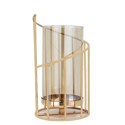 Asymmetrical Golden Glass Candlestick