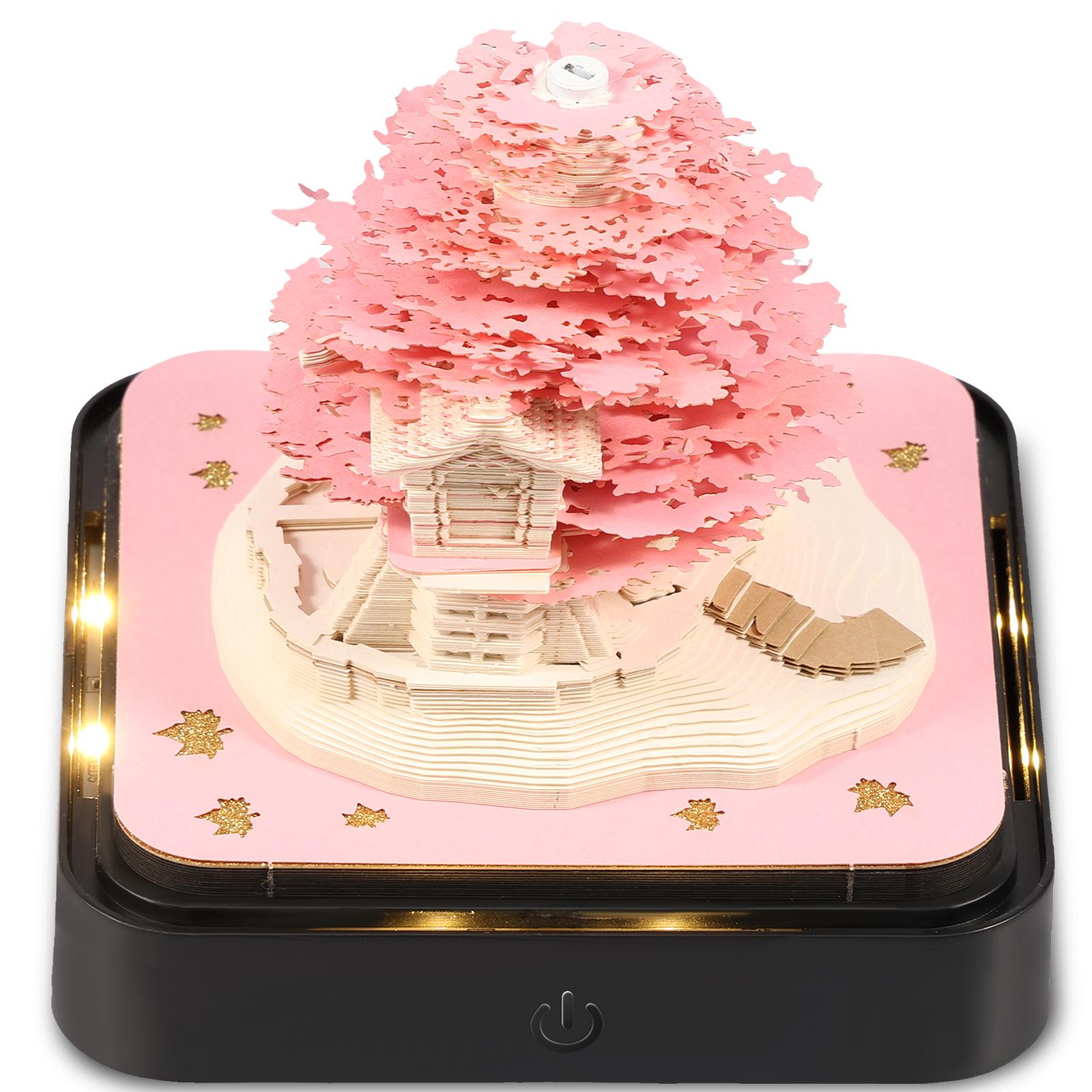 

2026 Calendar 3D Notepad Creative 3D Three-Dimensional Note Book with LED Light and Acrylic Box for Desk Office Home Decoration