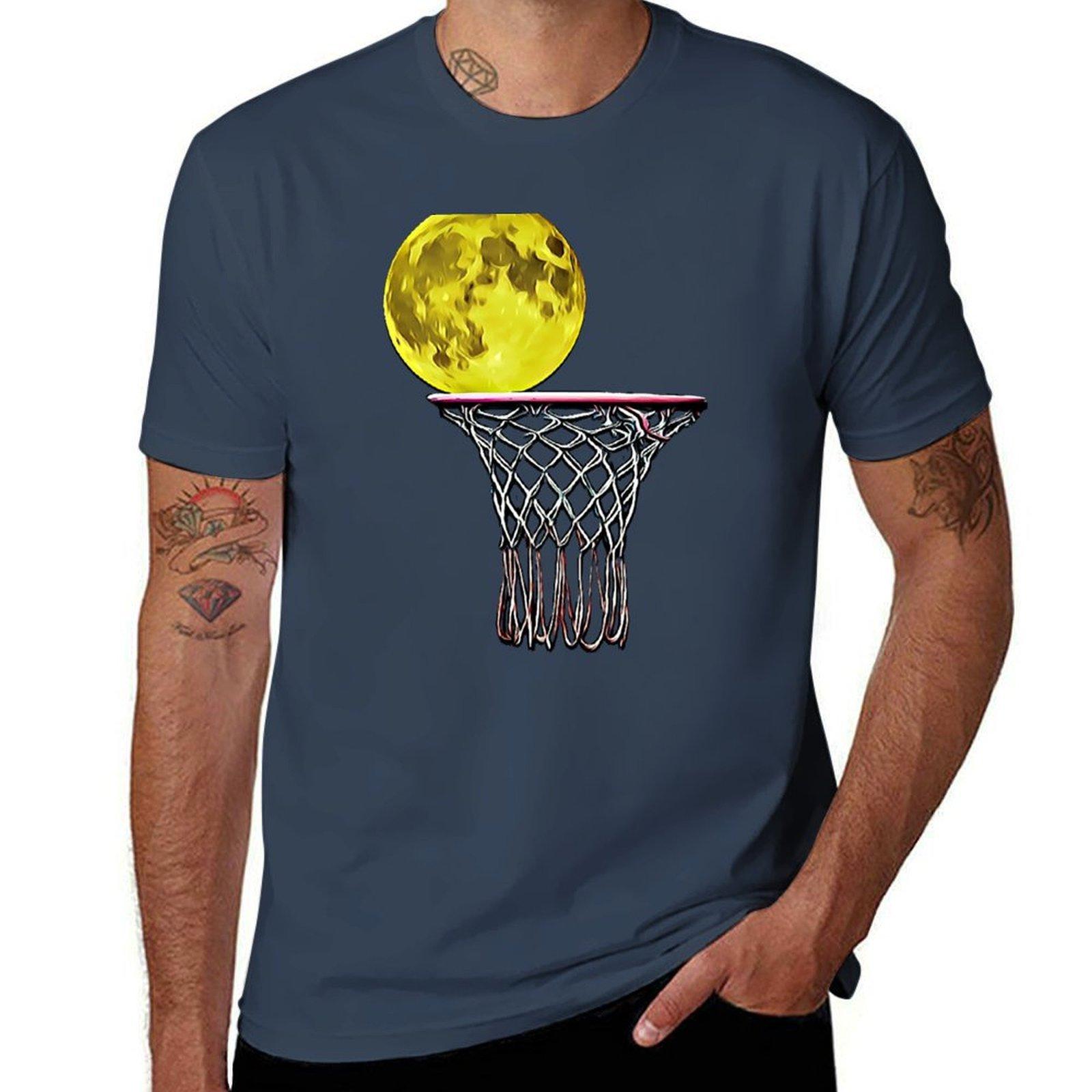 Basketball Moon T-Shirt Plus Size Solid Color T-Shirt S